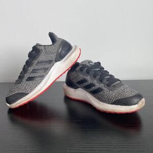Adidas shoes kids sz 11 K black & white w red soles